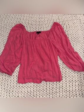 Sanctuary Coral Pink Square-Neck Peasant Blouse